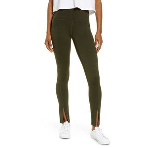 Zella Asana Renew High Waist Split Cuff Leggings Green X-Small 0-2 NEW